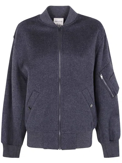Semicouture Zip-up Bomber Jacket In Blue