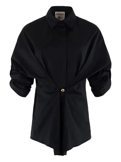Semicouture Ball-button Blouse In Black