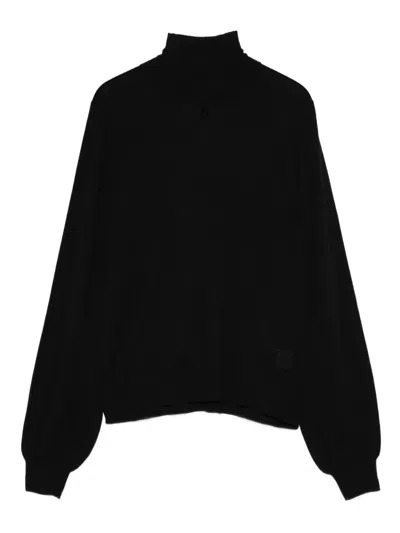 Semicouture Balloon-sleeve Wool Sweater In Black