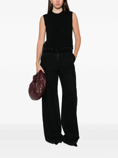 Semicouture Bead-embellished Knitted Vests In Black
