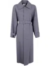 Semicouture Belted Collared Coat In Gray
