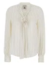 Semicouture Beige Silk-acetate Blend Blouse In Neutral