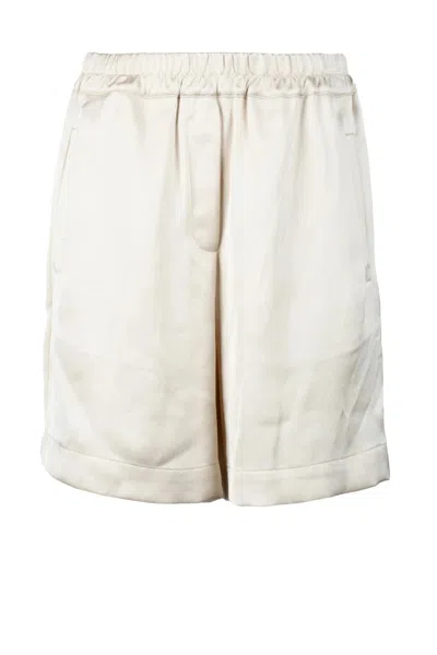 Semicouture Beige Elastic Acetate-blend Shorts In White
