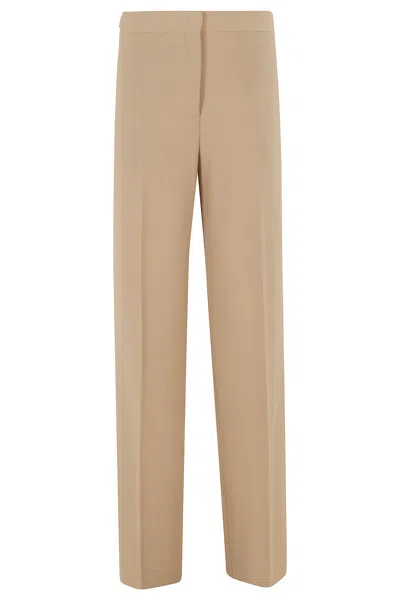Semicouture Beige Lolita Straight-leg Wool-blend Formal Pants In Brown