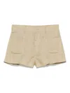Semicouture Semi Couture Tailored Beige Shorts With Textured Fabric In Green