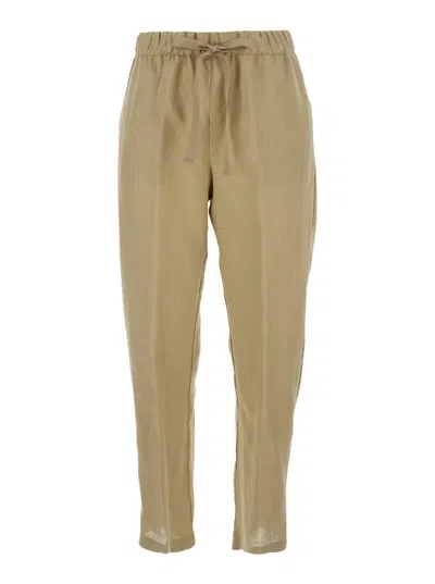 SEMICOUTURE BEIGE PANTS WITH ELASTIC WAIST WITH DRAWSTRING