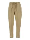 Semicouture Beige Pants With Elastic Waist With Drawstring In Linen Woman In Beige