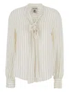Semicouture Beige Silk-acetate Blend Blouse In White