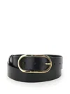 SEMICOUTURE 'AMBRE' BLACK BELT WITH ROUND BUCKLE IN LEATHER WOMAN