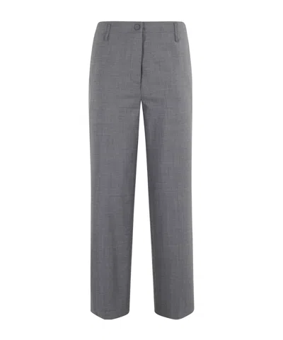Semicouture Belt-lined Casual Pants In Gray