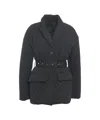 Semicouture Belt-ribbed Down Jacket In Black