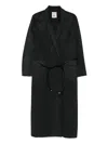 Semicouture Belted Coat In Black