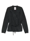 Semicouture Belted Double-breasted Cardigan In Gray