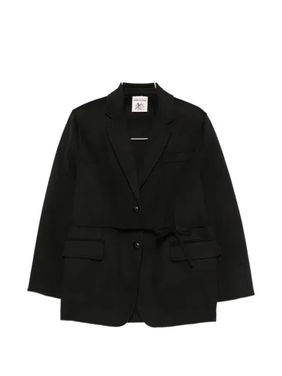 Semicouture Corine Wool Tailored Belted Single Breasted Jacket In Black