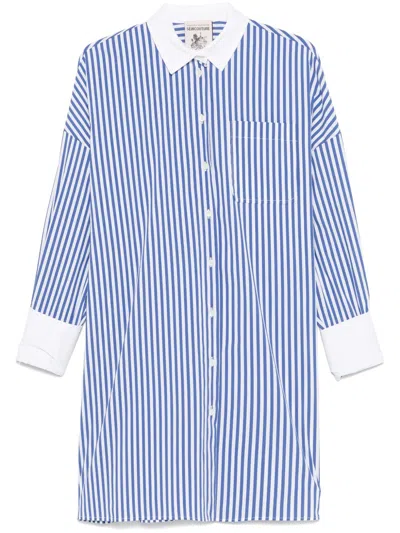 Semicouture Benedicte Striped Cotton Shirt In Blue