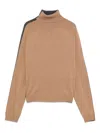 Semicouture Bi-color High Collar Knit Sweater In Wool-cashmere Blend In Multi