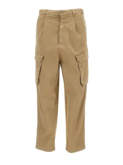Semicouture Bianca Cotton Cargo Pants In Beige