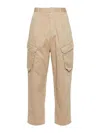 Semicouture Bianca Cotton Cargo Pants In Beige