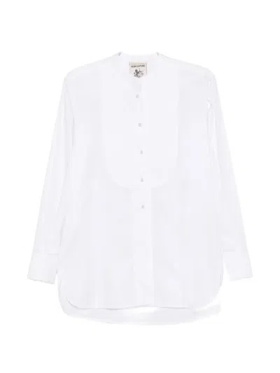 Semicouture Bib-panel Band-collar Shirt In 화이트
