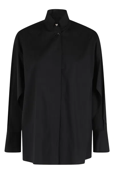Semicouture Black Almeda Balloon-sleeve Button-down Cotton Shirt