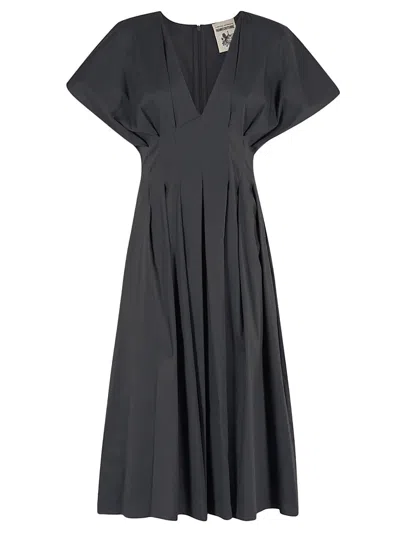Semicouture Black Cotton Poplin Dress In Nero