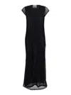 Semicouture Black Crewneck Long Dress With Fishnet Design And Matching Underdress