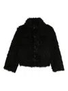 Semicouture Cropped Jacket With Plush Textured Fabric In Black