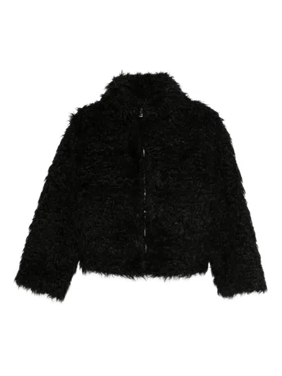 SEMICOUTURE SEMICOUTURE BLACK 'DELICIA' FUR WITH ZIP