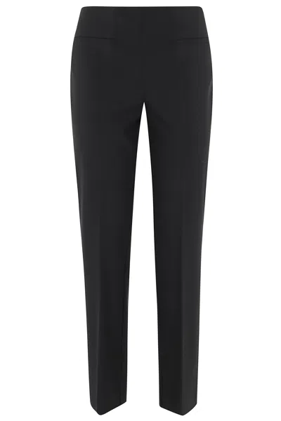 Semicouture Black Estefania Ruched Side-draped Polyester-blend Pants