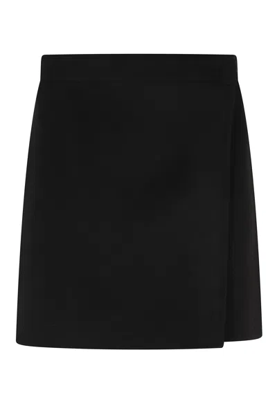 Semicouture Black June Wrap-around Virgin Wool Mini Skirt