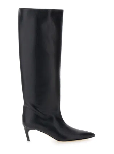 Semicouture Black Leather High Boots