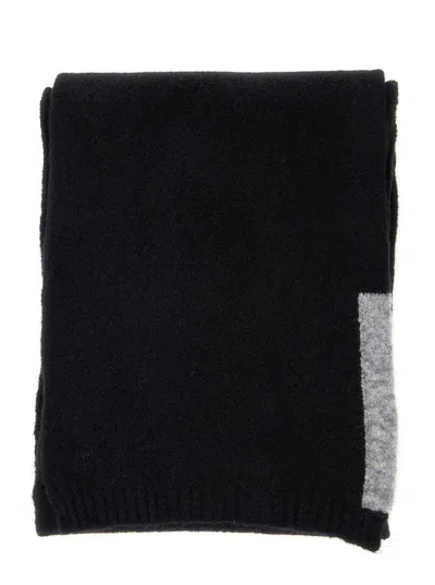 Semicouture Black Scarf With Contrasting Detail In Wool Woman