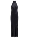 SEMICOUTURE BLACK SILK SATIN FLARED DRESS