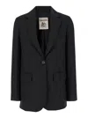 Semicouture Black Single-breasted Jacket With Notched Revers In Wool Blend Woman In Black