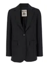 Semicouture Black Single-breasted Jacket With Notched Revers In Wool Blend Woman In Black