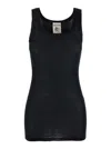 Semicouture Black Sleeveless Top With U-neck In Viscose Woman In Black