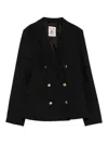 Semicouture Tailored Double-breasted Blazer With Gold-tone Buttons In Black