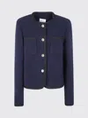 Semicouture "ricarda" Textured Fabric Jacket With Front Pockets In Blue