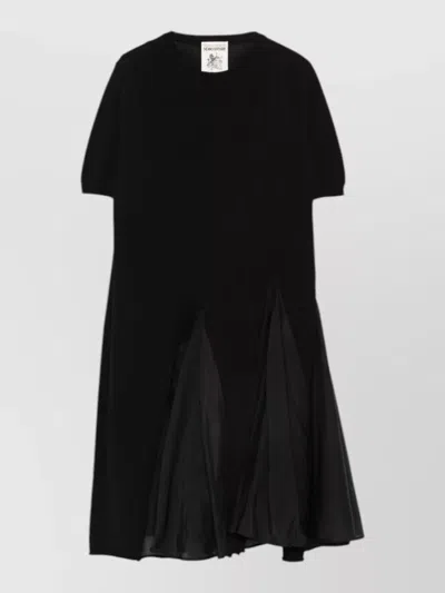 Semicouture Blondie Cotton Silk Knit Short Dress In Black