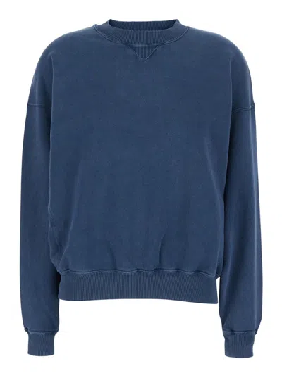 Semicouture Blue Crewneck Sweatshirt With Dropped Shoulders And Logo Lettering On The Rear In Cotton Woman