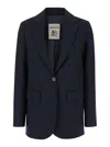 Semicouture Blue Single Breasted Jacket With Classic Lapels In Tech Fabric Woman In Blu