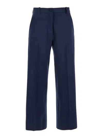 SEMICOUTURE BLUE TAILORED PANTS WITH STRAIGHT LEG