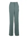 Semicouture Blue Trousers With Elastic Waist And Front Pleats In Fabric Woman In Blue