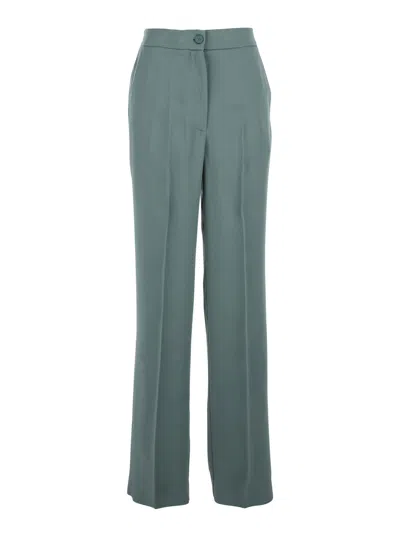 Semicouture Blue Trousers With Elastic Waist And Front Pleats In Fabric Woman