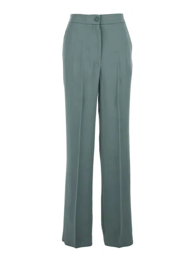 SEMICOUTURE BLUE TROUSERS WITH ELASTIC WAIST AND FRONT PLEATS IN FABRIC WOMAN
