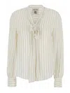 Semicouture Beige Silk-acetate Blend Blouse In White
