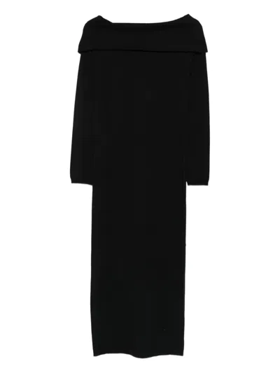 Semicouture Boat-neck Long-sleeve Dress In Black