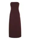 Semicouture Bordeaux Sleeveless Midi Dress With Bustier-style Neckline In Wool Blend Stretch Woman In Burgundy