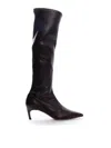 Semicouture High Leather Boot In Brown