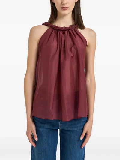 Semicouture Braided-neck Sleeveless Blouse In Red